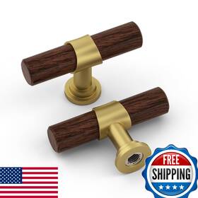 B0cxxpgm51 Homdiy 10 Pack Wood Cabinet Knobs Gold Walnut Grain Metal Dra