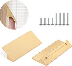 Home 726084736542 5 Pack 2-1/2 Inch Gold Drawer Pulls Finger For Cabinets Brushed Kitchen