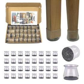 Home Basic Store 197644064793 32 Pc - Chair Leg Floor Protectors Transparent Silicone Rubber Or Tab