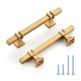 Hd3fx89152js10 Home Edit 10 Pack 3-1/2 Inch Gold Cabinet Handles Square Zinc-alloy Pulls For