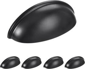 Homotek 445022394332 5 Pack Drawer Bin Cup Pulls Dresser For Cabinets Matte Black - 3 I