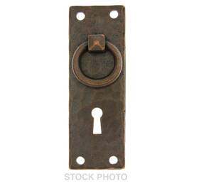 R-08bm-1029-ac House Of Antique Hardware New Arts And Crafts Brass Vertical Ring Pull With Keyhole Hammered Copper