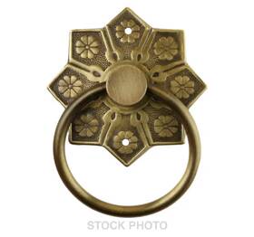 R-08bm-1259-abh House Of Antique Hardware Eastlake Star Pattern Ring Pull In Antique-by-hand Victorian Rh/rejuvenation