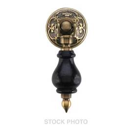 R-08bm-1267-abh House Of Antique Hardware 2-3/4 Inch Ebonized Wood Tear Drop Pull With Eastlake Rosette In Antique-by-hand Finish