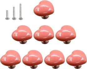 Huamulan 711181533729 8pcs Heart Shape Glossy Ceramic Knobs Cabinet Dresser Pulls Door Handles