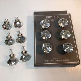 Hudson Home 024054184202 Crystal Cabinet Drawer Knobs Set Of 12 Faceted Diamond Cut Pulls New