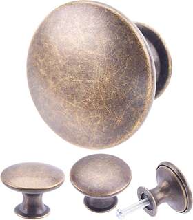 Hugolem 445008393380 6-pack Antique Brass Kitchen Cabinet Knobs - Breen Bronze Round Cupboard Drawer