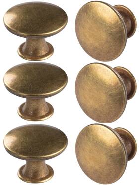 Hugolem 569796851465 6 Pack Brass Round Antique Kitchen Cabinet Knobs Cupboard Door Dr