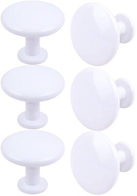 Hugolem 741754660552 Pack Of 6 Round Mushroom Shape Drawer Pulls Varnish White Furniture Cupboard