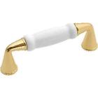 Ibp1955-bw Amerock Cabinet Pulls Handle Polished Brass White Porcelain Vintage