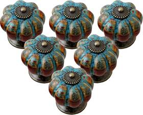 Ieik 313108258229 Cabinet Knobs 6 Pack Glazed Ceramic With Pumpkin Shape For Decor Door Pull
