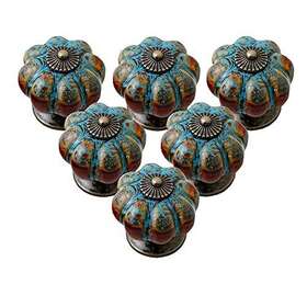 Ieik 710033279174 Cabinet Knobs 6 Pack Glazed Ceramic With Pumpkin Shape For Decor Door Pull