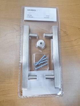 204.963.06 Ikea Gribbol Handle Silver Color 5 Inch 2 Pack Drawer Pull Cabinet Square New
