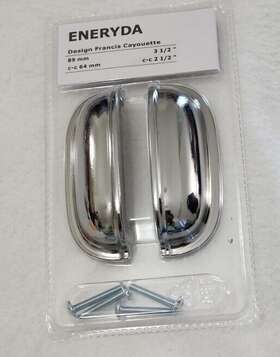 403.475.13 Ikea 40347513 Eneryda Cabinet Cup Pull Handle Chrome-plated Kitchen 3.5 Inch 2 Pk