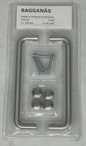 703.384.18 Ikea Bagganas 5-5/8 Inch Cabinet Handle Pulls Pair Stainless Brushed Steel New 143mm
