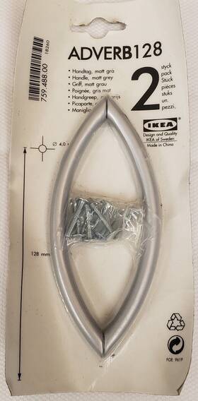 759.488.00 Ikea Adverb128 Matte Gray Drawer Pull 2 Pack 128mm 5 Inch Brand New