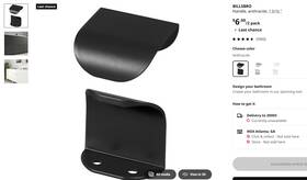 805.761.83 Ikea Two Billsbro Handles Black Anthracite - 1 Inch New In Box