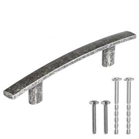 Ilyapa 840013402626 Antique Iron Kitchen Cabinet Handles - 3 Inch Hole Center Curved Bar Pulls