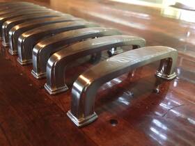Il-cabph-fc-s10 Ilyapa Lot Of 11 Satin Used Nickle Cabinet Handles 3 Inch Hole Center Modern Drawer Pulls
