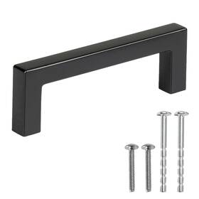 Pl-il-cabph-sqfl-bl25 Ilyapa 25 Pack Modern Black 3-1/3 Inch Square Cabinet Pulls - Kitchen Drawer Hardwar