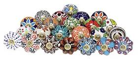Dkb00001-p6 Indian Haat Bazaar Kitchen Cabinet Knobs - Pack Of Countryside Colorful 30 Multicolor
