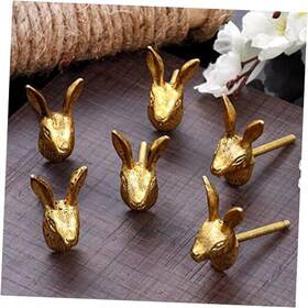 Mk-288-1-6 Indianshelf Pack Of 6 Dresser Knobs Kids- Gold Nursery Drawer Handles- Rabbit