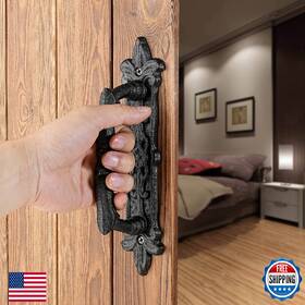 B0cth1718m Iniret 4-pack 8.9 Inch Black Cast Iron Barn Door Handles Heavy Duty Rustic Vintage