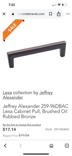 259-96dbac Jeffrey Alexander New Decorative Hardware By Brass Drawer Pull 96mm