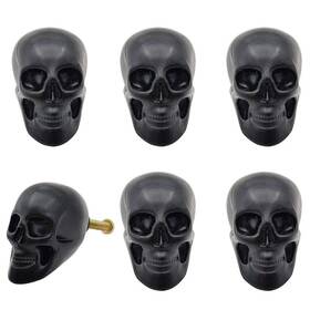 Jfwuhap 616814016887 6pcs Cabinet Handles Skull Head Pulls Drawer Black
