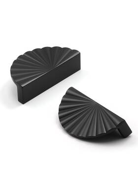 Jiasenbao 766997231017 10 Pack Black Cabinet Pulls 3 Inch Hole Center Cup Flat Matte Drawer
