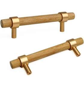 Jililil 445025885899 6 Pack Wood Cabinet Pulls Beech Drawer 3 Inch Hole Centers T-bar Mo