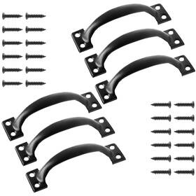 Hjs2024619005 Jiozermi 6 Pcs 4 Inch Rustic Gate Handle Iron Hardware Pieces Black
