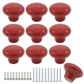 B231158 Joyangy 10pack Ceramic Cabinet Knobs 1.26inch/32mm Red Round Drawer Dresser Knob Pulls