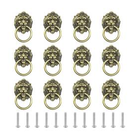 Joyangy B250529 12-pack Lion Head Cabinet Pulls Antique Bronze Ring Handles For Drawer