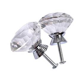 Joyhey 788465713986 Diamond Shaped Glass Crystal Knobs With 3 Size Screws For 40 Mm 4 Pack