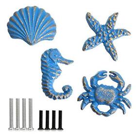 Juxyes Beach Ocean Theme Decorative Drawer Knobs Sea Horse Starfish Seashell