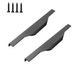 Kaiissa 791571584050 2 X Matte Black Finger Edge Pull Cabinet Handles Concealed Handle Cupboard Hi