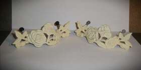 45081 Kbc Rose Handles Vintage Furniture Door Drawer Cabinet Hardware Cream White Metal Pr
