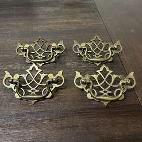N19353 Kbc Set Of 4 - Vintage Chippendale Brass Drawer Pull Handles 3 Inch Centers