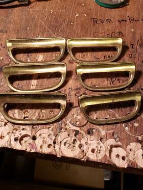 N12113 Keeler Brass Co. Lot Of 6 Mid-century Drawer Pulls 3-3/8x1-1/2 Inch Salvaged Vintage