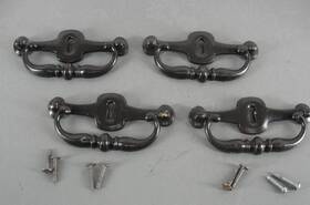 N11516 Keeler Brass Company Drop Bail Style 5 Inch Dresser Drawer Pulls Lot 4 With Screws Vtg
