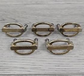 K8802 Keeler Brass Kbc Vtg Co Mcm Small Geometric Minimalist Drawer Pulls - 5 Pc
