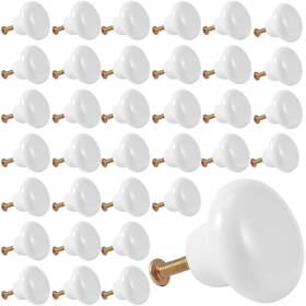 Keileoho 785912325877 35 Pcs White Ceramic Cabinet Knobs Vintage Round Drawer For Ca