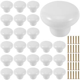 Keileoho 785912325914 25pcs Ceramic Cabinet Knobs With Screws Vintage White Dresser Drawer Pulls
