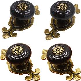 Ku01 Kelier Ceramic Cabinet Knobs 4 Pack Vintage Elegant Drawer With Bronze Backpla