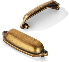 Khtumeware 313056288255 10 Pack 3 Inch 76mm Bin Cup Drawer Pull Antique Brass Cabinet Pulls