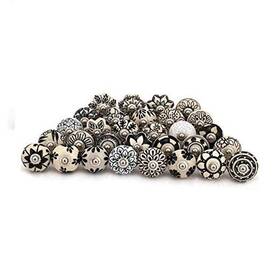 Dkb00002-p6 Kiran Agency Assorted Cabinet Knobs - Black And White Cream Mix Designed 6