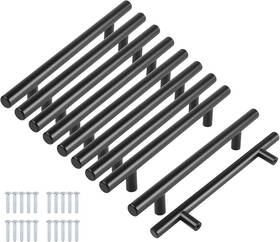 Kitchen 715668039636 6 Pack 6-2/5 Inch Matte Black Cabinet Handles Stainless Pulls