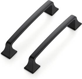 M0438 Kitchen 30 Pack Cabinet Handles 5 Inch Hole Center Black Pulls Solid Suq