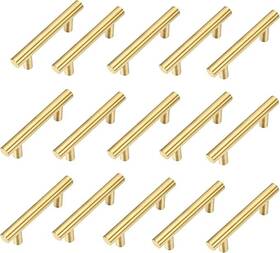Kitmose 767353545700 15 Pack Cabinet Pulls Brushed Gold Stainless Steel T Bar Pull Handles For Kit
